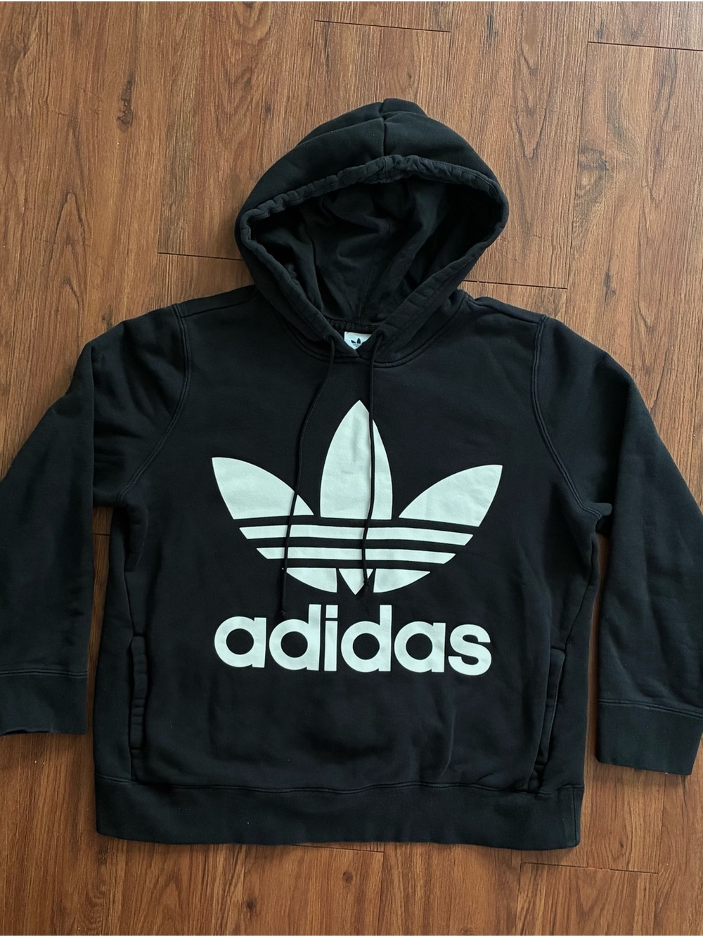 adidas Black Hoodie with White Trefoil Logo - Men's Sweater